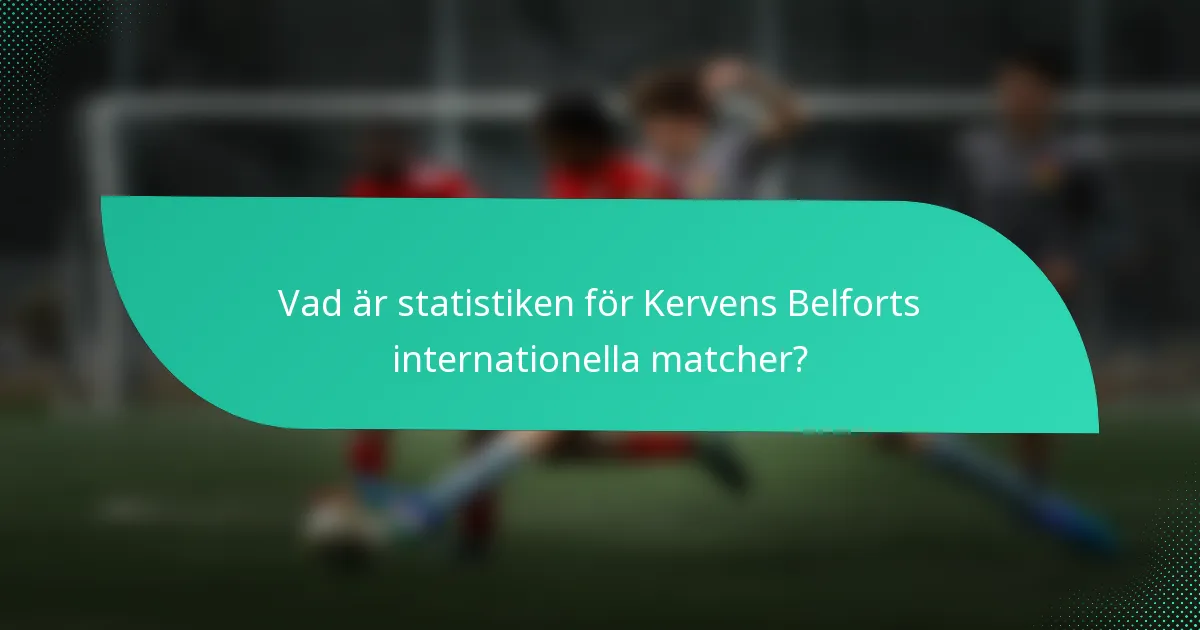 Vad är statistiken för Kervens Belforts internationella matcher?